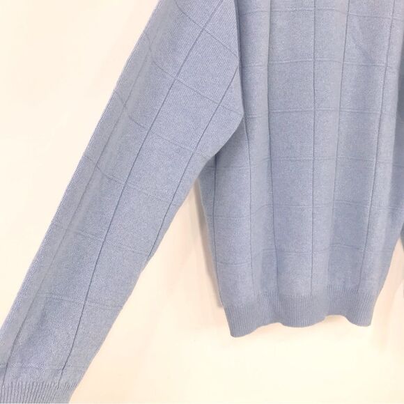 Joseph & Lyman Light Blue 100% Cashmere
Windowpane Knit Crewneck Sweater - Picture 8 of 12